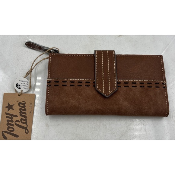Tony Lama | Bags | Tony Lama Tonal Brown With Double Stitch Wallet ...